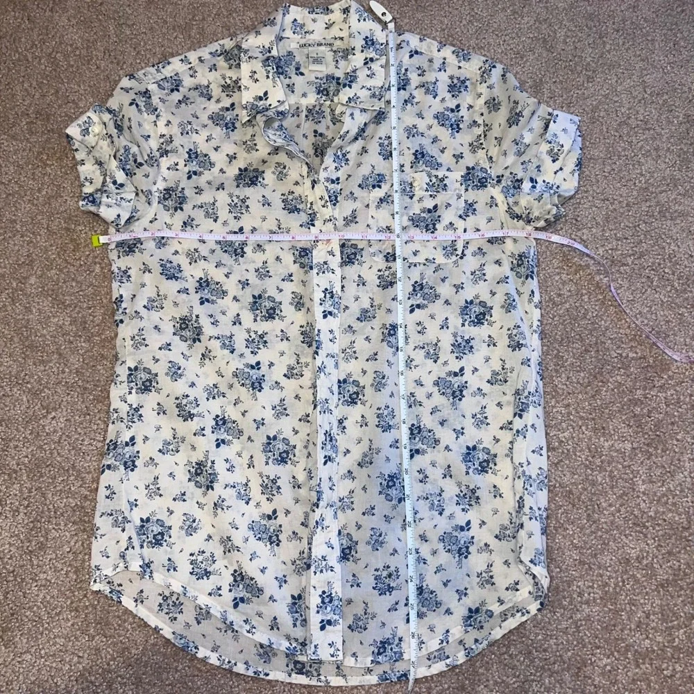 Lucky Brand‎ Blue Floral Short Sleeve Vintage inspired Boho women small